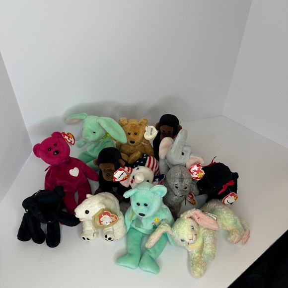 Ty Other - Lot of 13 Ty Beanie Babies Vintage Plush Collection Bears Bunny Elephant Gorilla